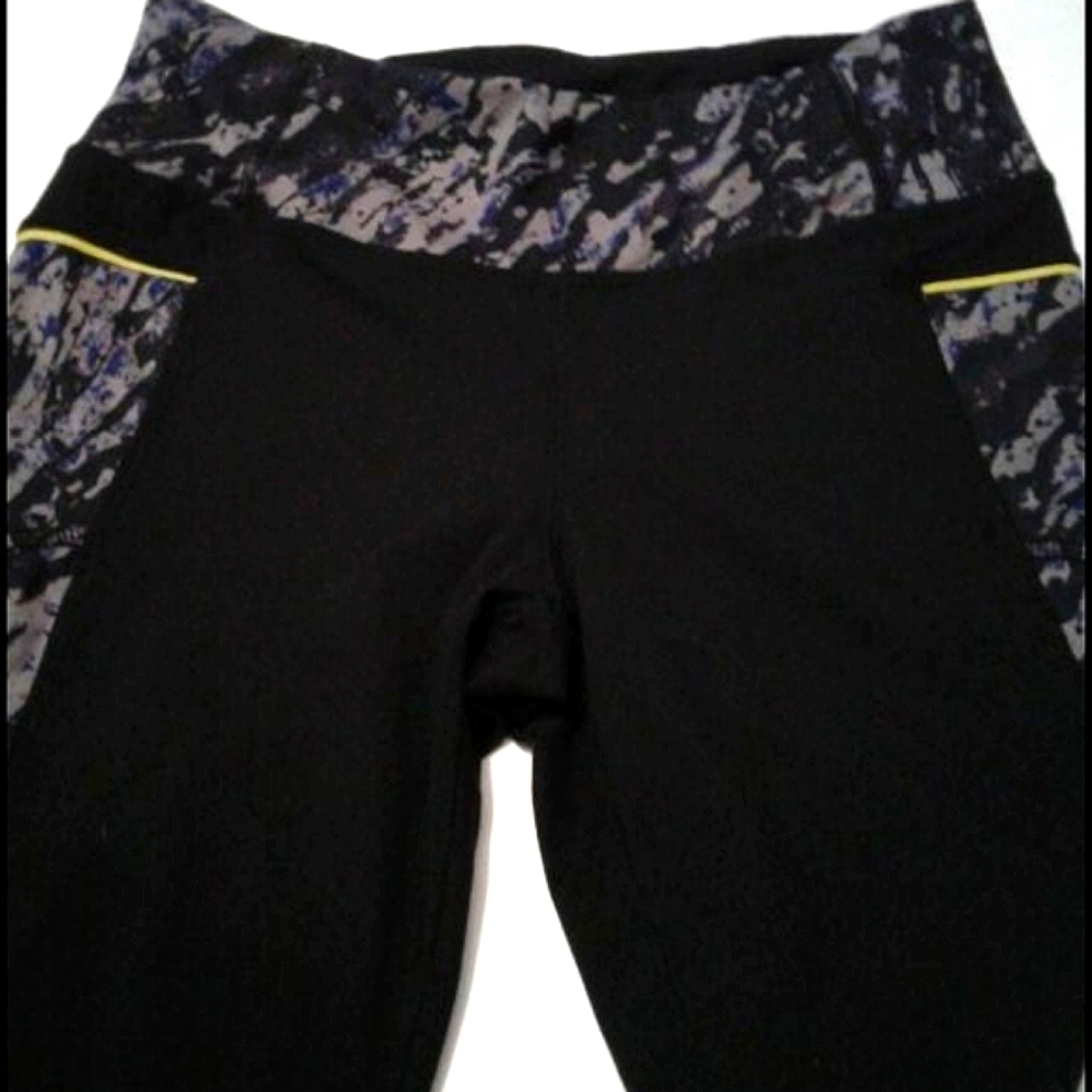 Marika Tek Black & Purple Tie Dye Workout Running Cropped Leggings S